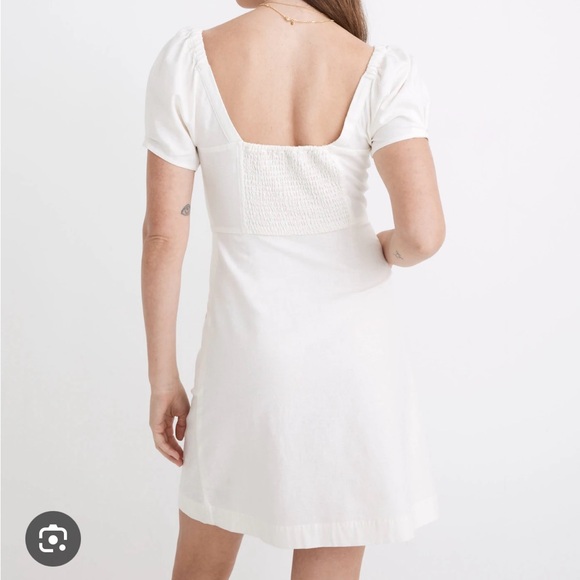 Madewell Linen-Cotton Puff-Sleeve Mini Dress (white, size 4) - Picture 2 of 7